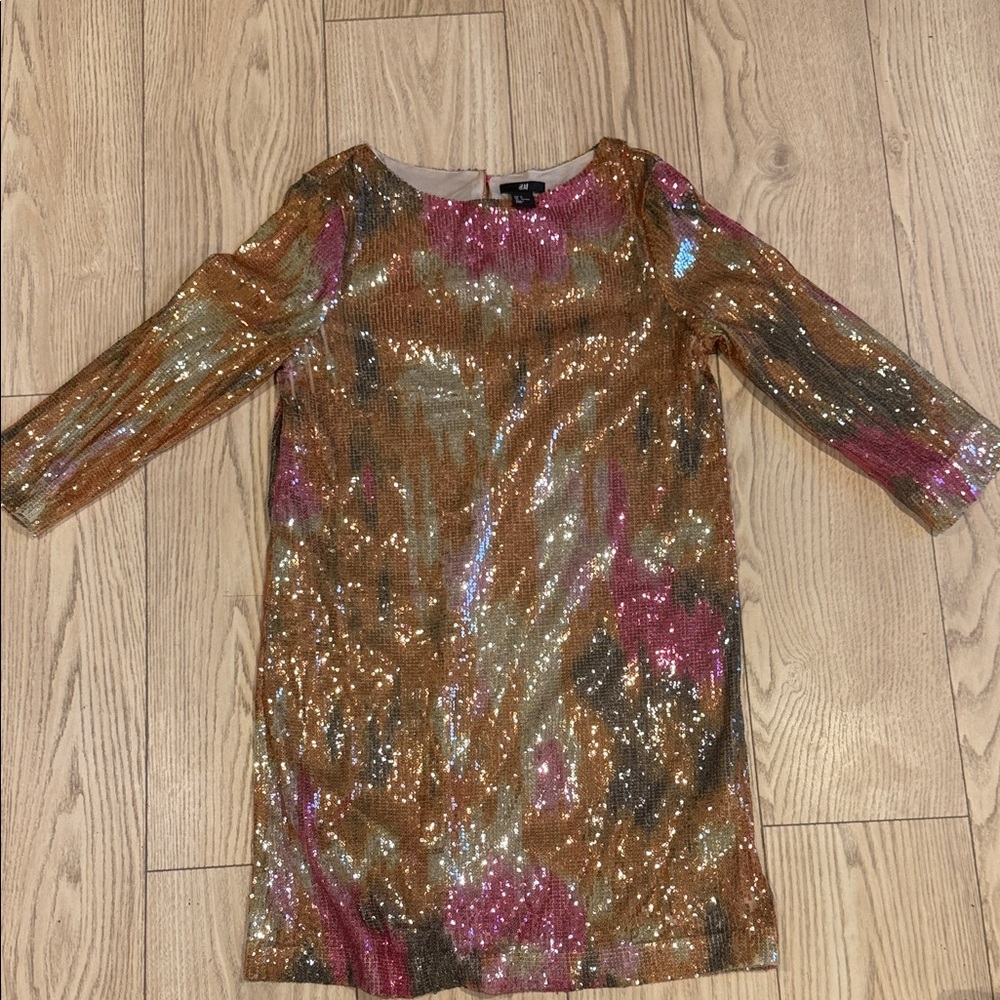 H&M Beige Sequin Embellished Dress